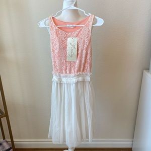 Freeway pink and white, lace and tulle dress. NWT.